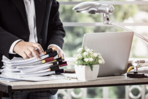 businessman arranging documents